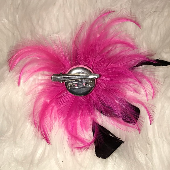 🇺🇸 Pink & Black Feather Hair Bow - Picture 4 of 5